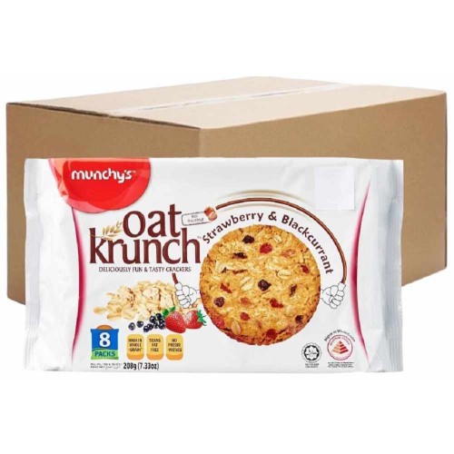 Munchy's Oat Krunch Crackers Strawberry & Blackcurrant (12 Packets) 208g
