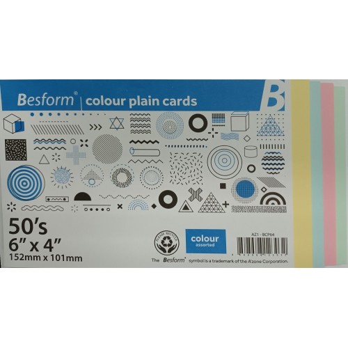 Besform Colour Plain Cards (6" x 4") 50'S