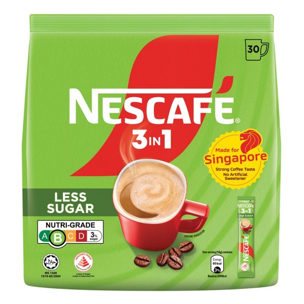 Nescafe 3-in-1 Less Sugar Instant Coffee (30 Sticks) 14g