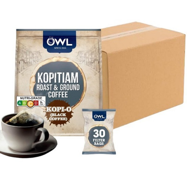 Owl 2-in-1 Kopitam Roast & Ground Coffee Bags Kopi-O ( 20 Packs, 30 Sachets Each )