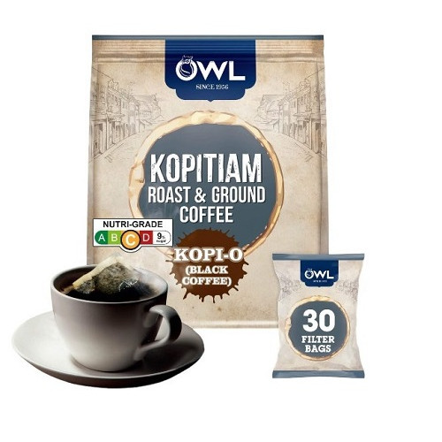 Owl 2-in-1 Kopitam Roast & Ground Coffee Bags Kopi-O ( 30 Bags ) 17g