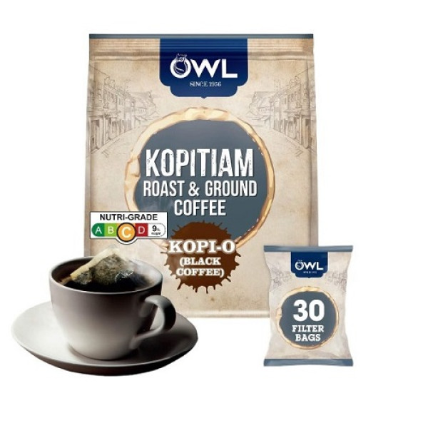 Owl 2-in-1 Kopitam Roast & Ground Coffee Bags Kopi-O ( 30 Bags ) 17g