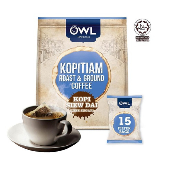 Owl 3-in-1 Kopitiam Roast & Ground Coffee Bags - Kopi Siew Dai ( 15 Bags ) 30g