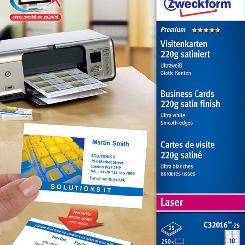 Avery C32016-25 Business Cards 85X54MM 250'S