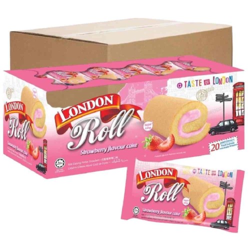 London Roll Cream Cake Strawberry 18g 20's (12 boxes)