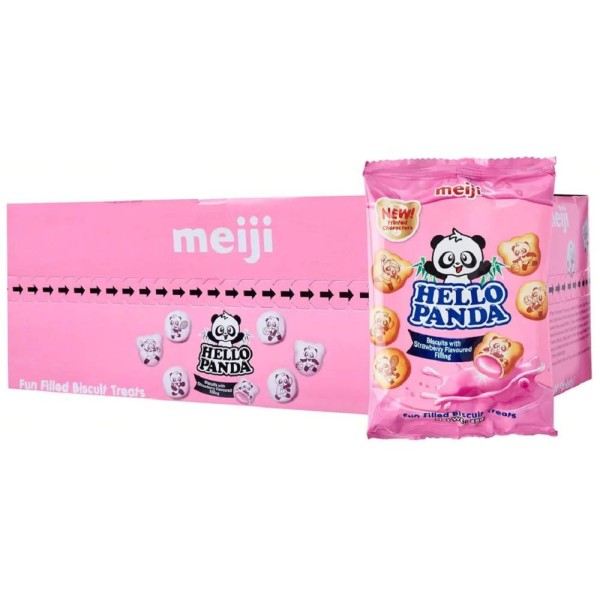 Meiji Hello Panda Biscuits - Strawberry  ( 24 Packets ) 35g