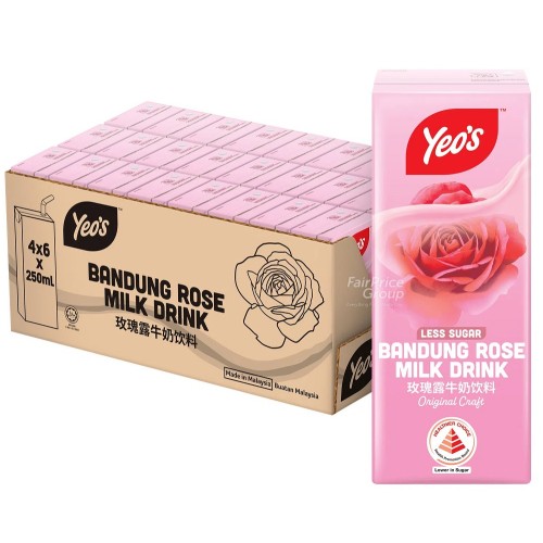 Yeo's Bandung Rose Milk Packet Drink (24 Packets) 250ml