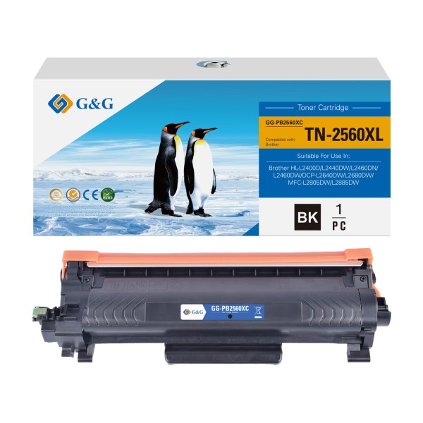 G&G Compatible Toner for Brother TN-2560XL Black