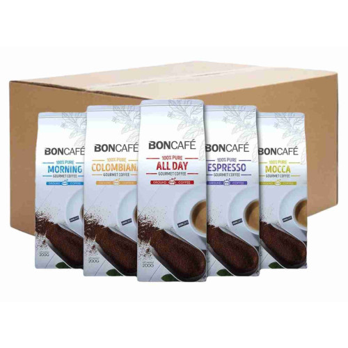 Boncafe Gourmet Ground Coffee Powder 200g  (12 Packets)