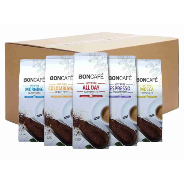 Boncafe Gourmet Ground Coffee Powder 200g  (12 Packets)