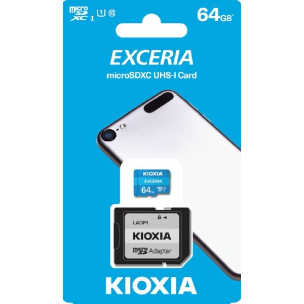 KIOXIA Toshiba Exceria microSD Card 64GB w/SD Adapter