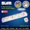 SUM 6-Way Portable Extension Socket Cable 6.0m with Neon and Surge Protector