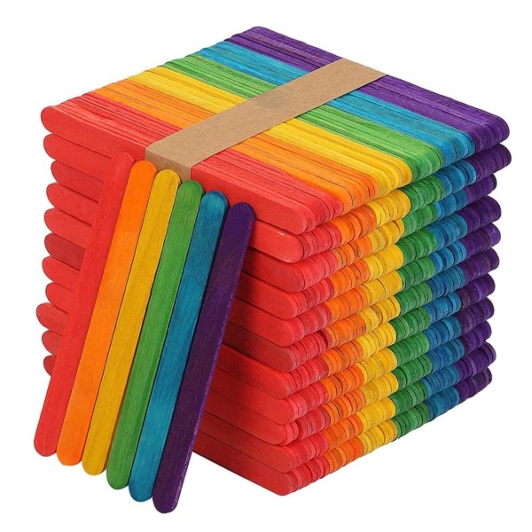 Ice cream Popsicle Stick 115x10x2mm 100's Coloured