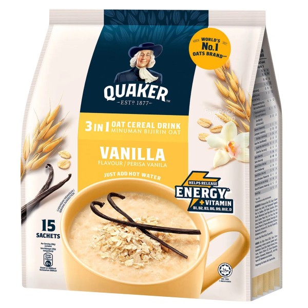 Quaker 3-in-1 Vanilla Cereal 15's, 28g