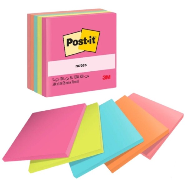 3M Post-it Super Sticky Notes 654-5AN (3" x 3")
