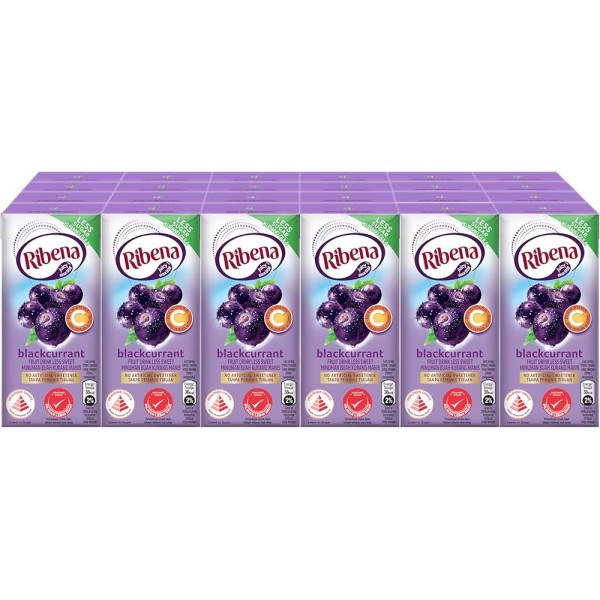 Ribena Black Currant Less Sweet Packet Drink ( 24 Packets  ) 200ml