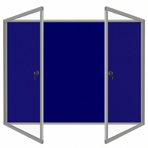 Enclosed Felt Noticeboard w/Open Acrylic Door & Lock (90 x 120cm) Aluminium Frame