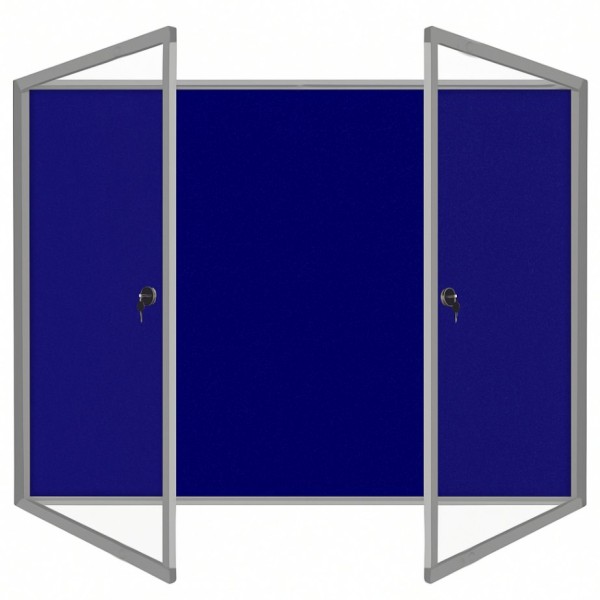 Enclosed Felt Noticeboard w/Open Acrylic Door & Lock (90 x 120cm) Aluminium Frame - With Installation