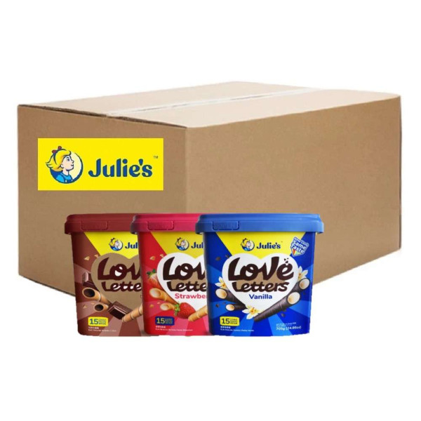 Julie's Love Letters (6 Tubs) 705g (Chocolate, Strawberry, Vanilla)