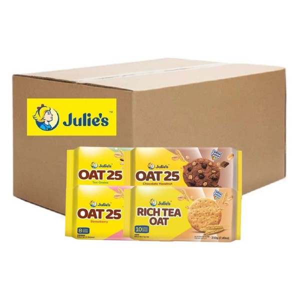 Julie's Oat Cookies (24 Packets) 200g (Chocolate, Strawberry, Rich Tea, Ten Grains)
