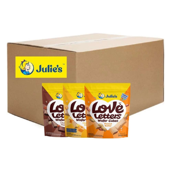 Julie's Wafer Cubes (24 Packets) 150g (Chocolate Hazelnut, Peanut Butter, Cheesy Duo)