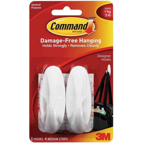 3M Command 17081 Damage-Free Hanging Designer Hook Medium 2'S 1kg