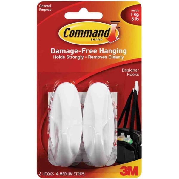 3M Command 17081 Damage-Free Hanging Designer Hook Medium 2'S 1kg