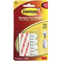 3M Command 17022P-16PK Damage-Free Hanging Refill Strips Small 16'S 450g