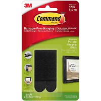 3M Command 17201BLK Damage-Free Picture Hanging Strips (Black) Medium 4’S