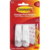 3M Command 17001 Damage-Free Hanging Utility Hook Medium 2’S 1kg