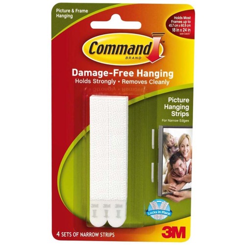 3M Command 17207 Damage-Free Picture Hanging Strips Narrow 4’S 1.35kg