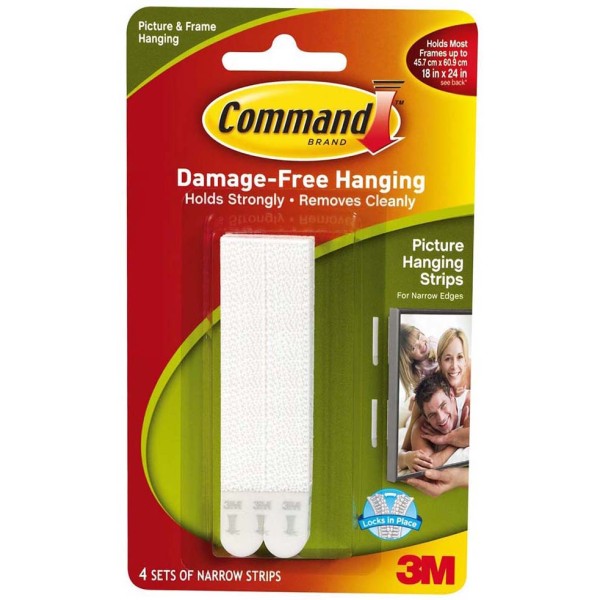 3M Command 17207 Damage-Free Picture Hanging Strips Narrow 4’S 1.35kg