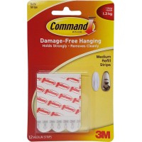 3M Command 17021P-12PK Damage-Free Hanging Refill Strips Medium 12'S 1.3kg