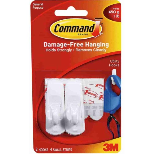 3M Command 17002 Damage-Free Hanging Utility Hook Small 2’S 450g