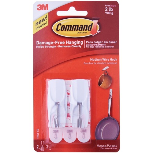 3M Command 17065-ES Damage-Free Hanging Wire Toggle Hook Medium 2’S 900g