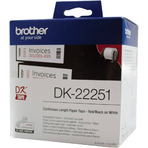 Brother Label Tape DK-22251 (62mm Continuous) Red/Black - Pre-Order Only