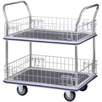 2-Tier Double-Handle Trolley Cart w/Mesh Basket (985 x 610 x 1060mm) 370kg