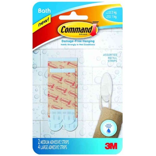 3M Command BATH22-ES Damage-Free Hanging Assorted Water Resistant Strips