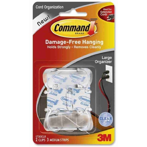 3M Command 17303CLR Damage-Free Hanging Clear Cord Organiser Large 2’S