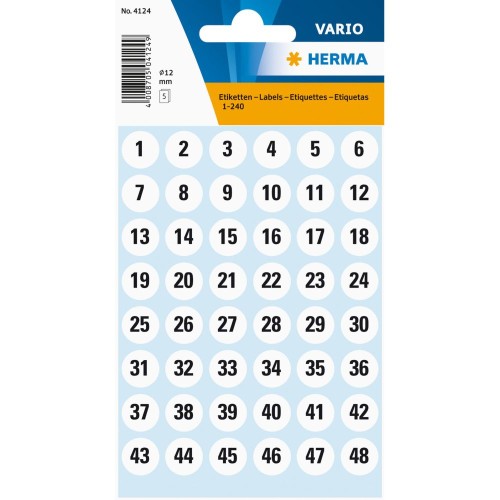 Herma Number Label 1-240 Ø 12mm
