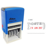 Shiny S-406 Self-Inking Date Stamp w/POSTED (Blue/Red Ink)