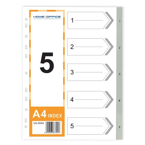 HnO PP Index Divider (1-5) A4 Grey