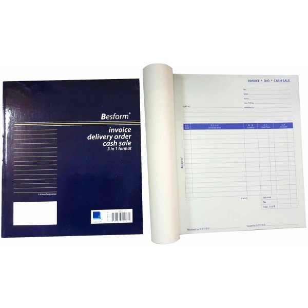 Besform Invoice Delivery Order Cash Sale 3-in-1 Format Carbonless (25 Sets x 3)