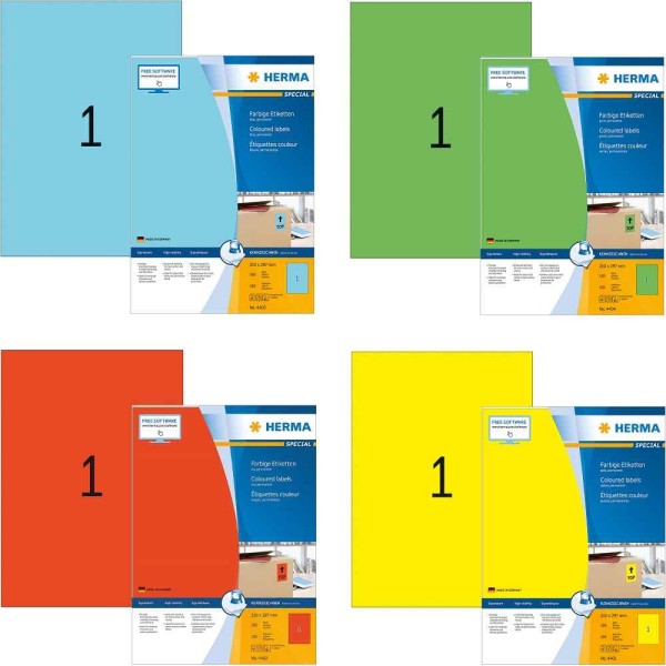 Herma Colour Labels 100'S (210 x 297mm)