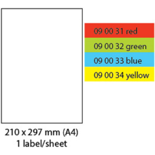 Mayspies Colour Labels 100'S A4 (210 x 297mm)