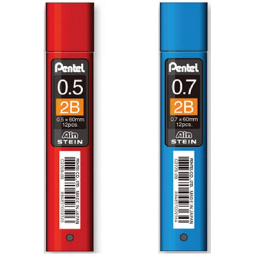 Pentel Ain Stein Pencil Lead 12'S 2B (0.5mm, 0.7mm)