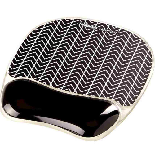 Fellowes Ergonomic Mouse Pad Wrist Rest–Black Chevron