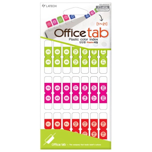Latech 1-21 Office Tab 4'S (10 x 44mm)